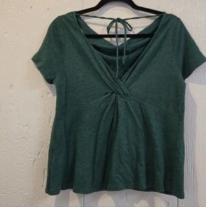 Maeve Anthropologie Linen Green Women's Top